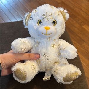 White Snowflake Bear Child’s Plush Toy, 7.5”